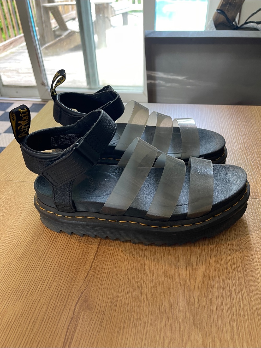 Dr. Martens Black Leather Platform Sandals